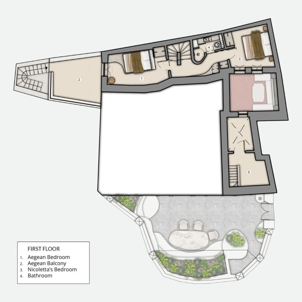 Oia Mansion - Luxurious Mansion Rental in Santorini - 1st Floor Plans