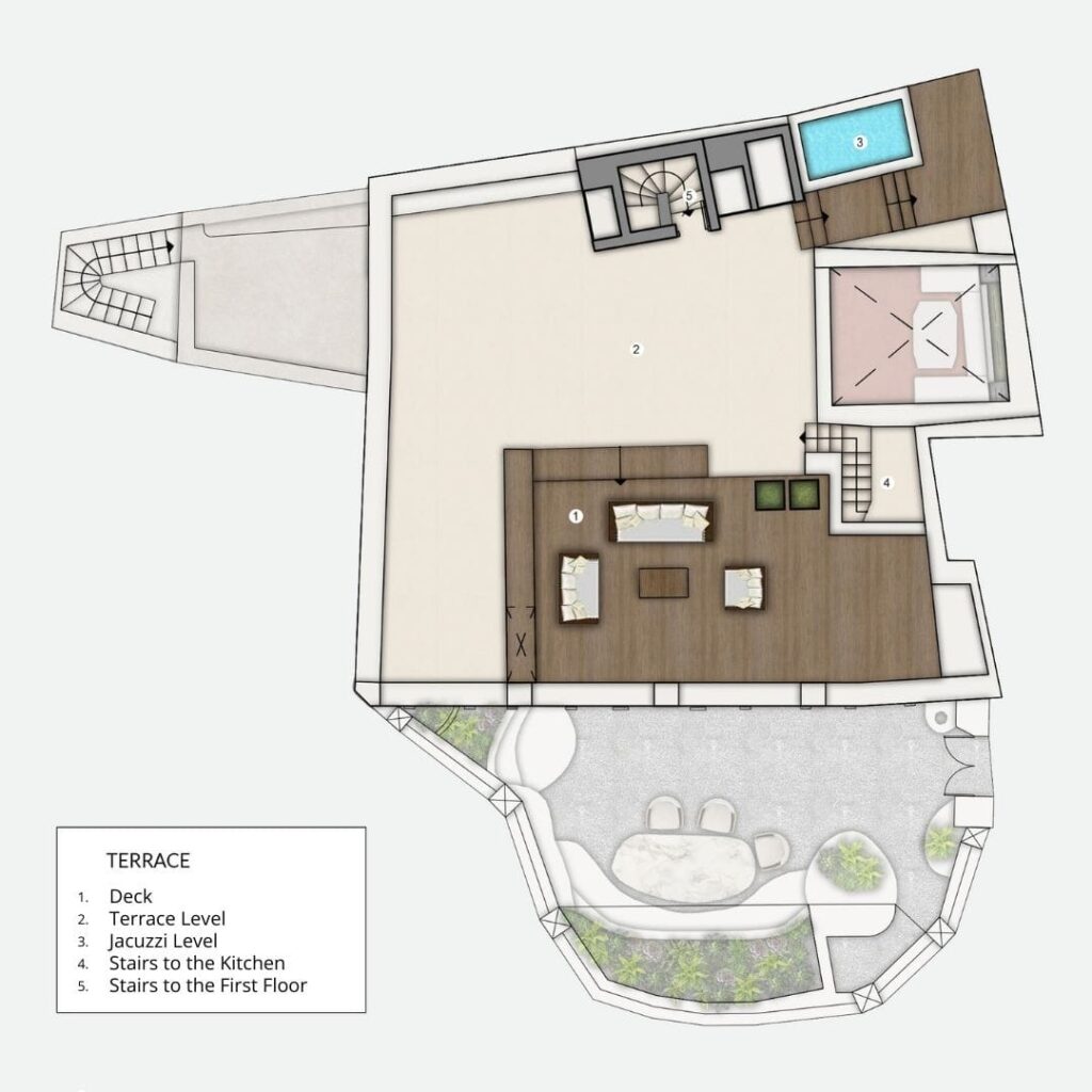 Oia Mansion - Luxurious Mansion Rental in Santorini - Floor Plans Terrace