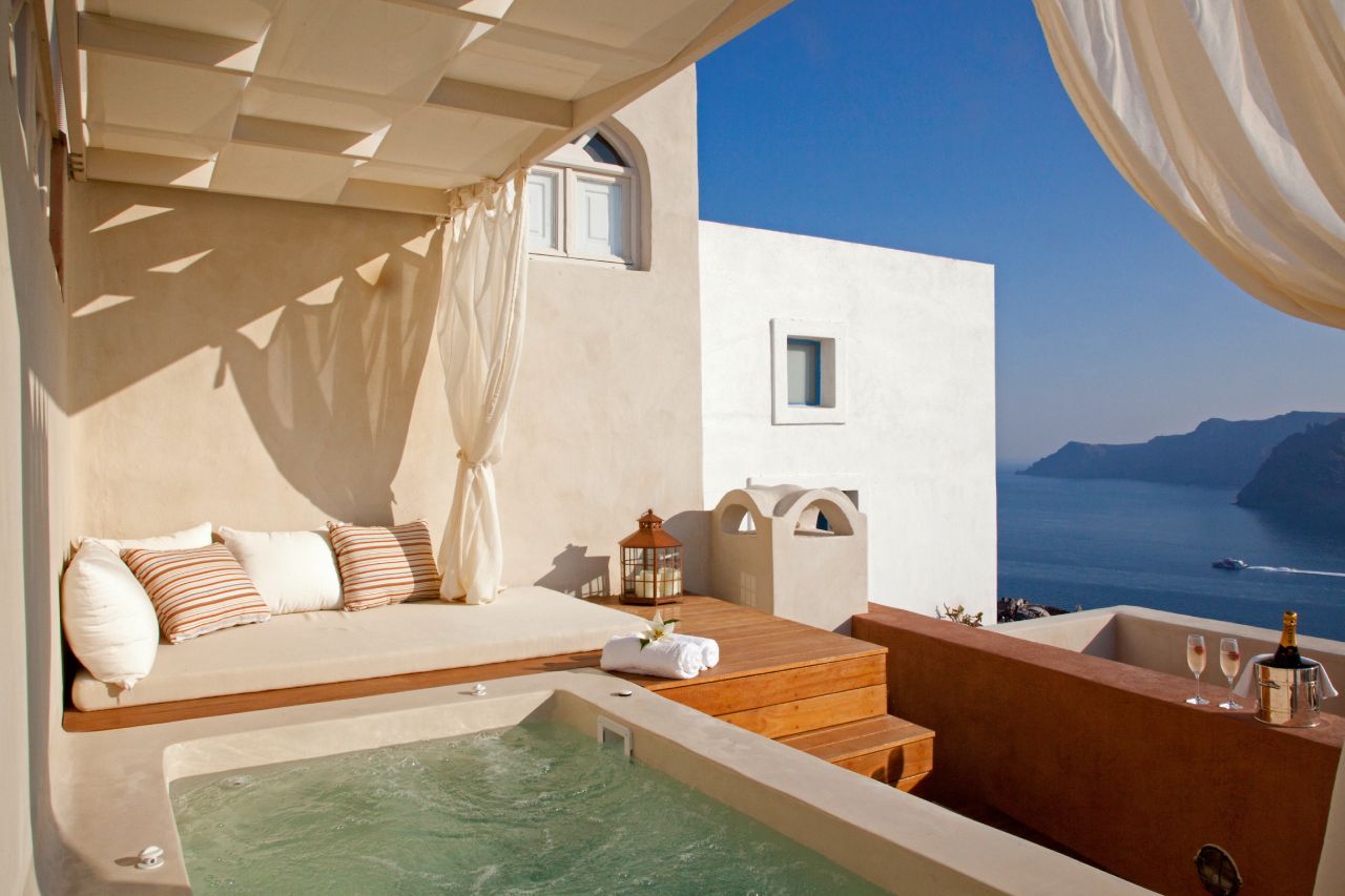 Oia Mansion - Luxurious Mansion Rental in Santorini - Enjoy a nice dip in the Jacuzzi on the Terrace