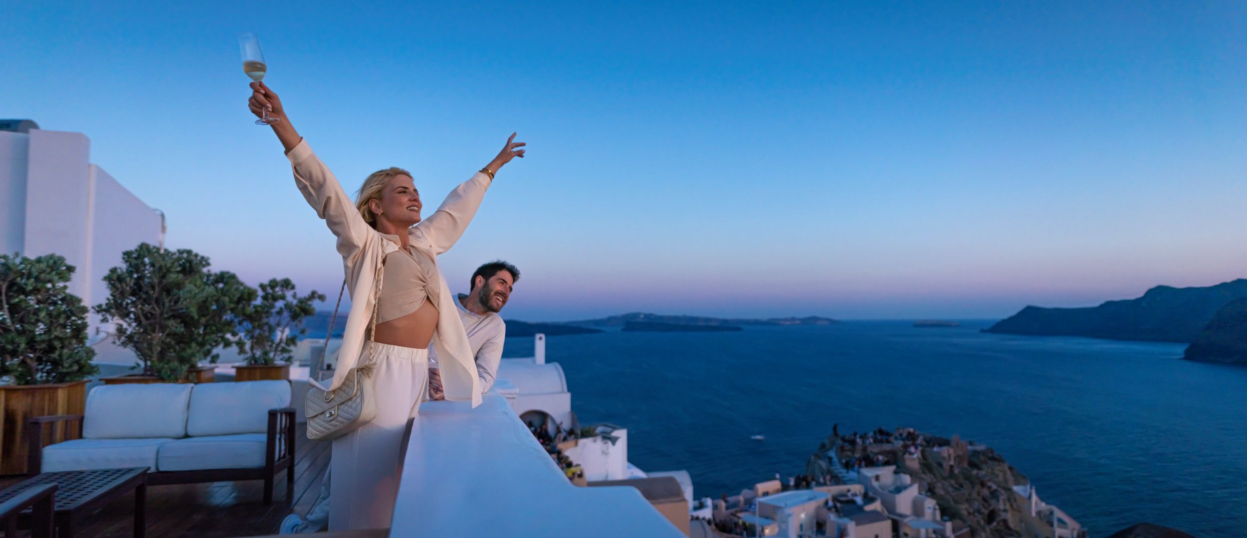 Oia Mansion - Luxurious Mansion Rental in Santorini - First class view of the Aegean Sea from Terrace