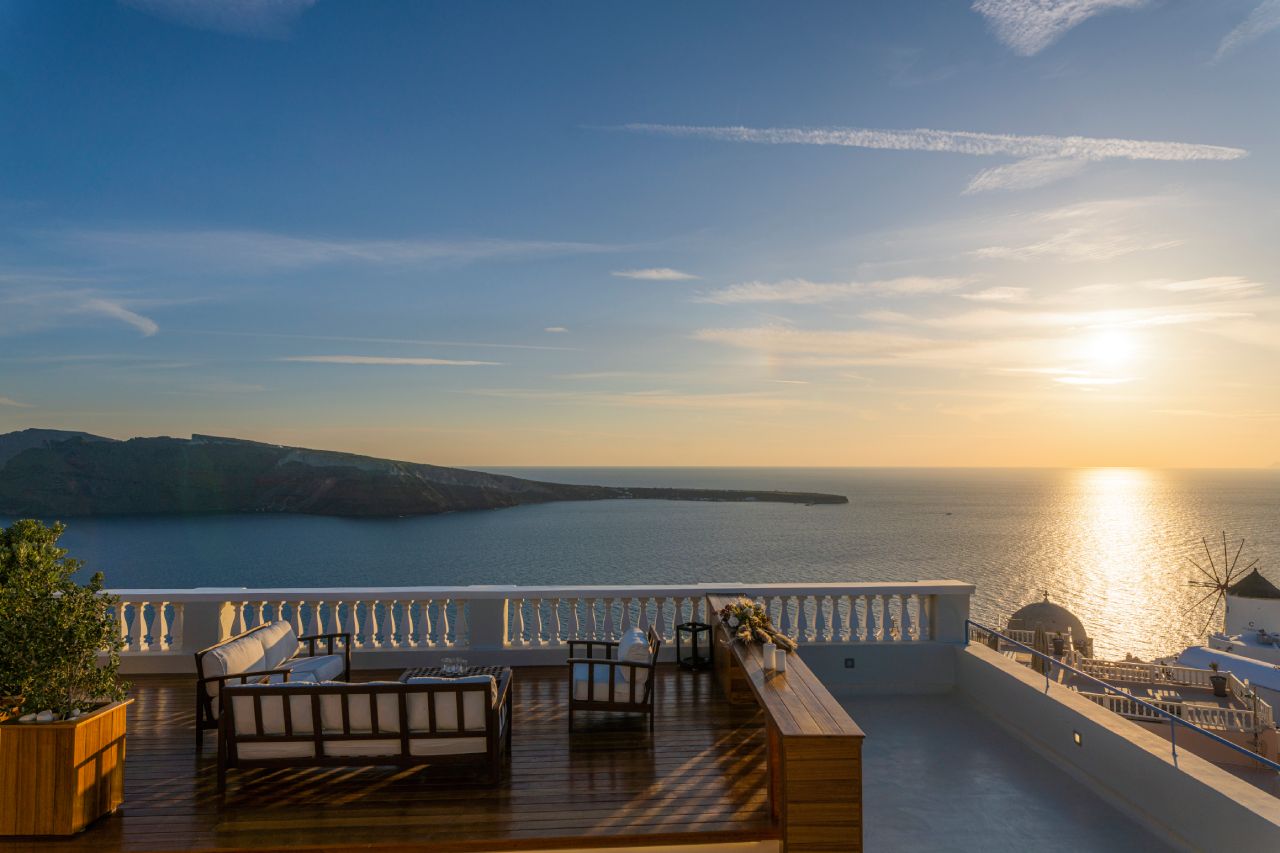 Breathtaking Aegean Views from Oia Mansion's Terrace - 4 Bedroom Luxury Villa Rental Santorini